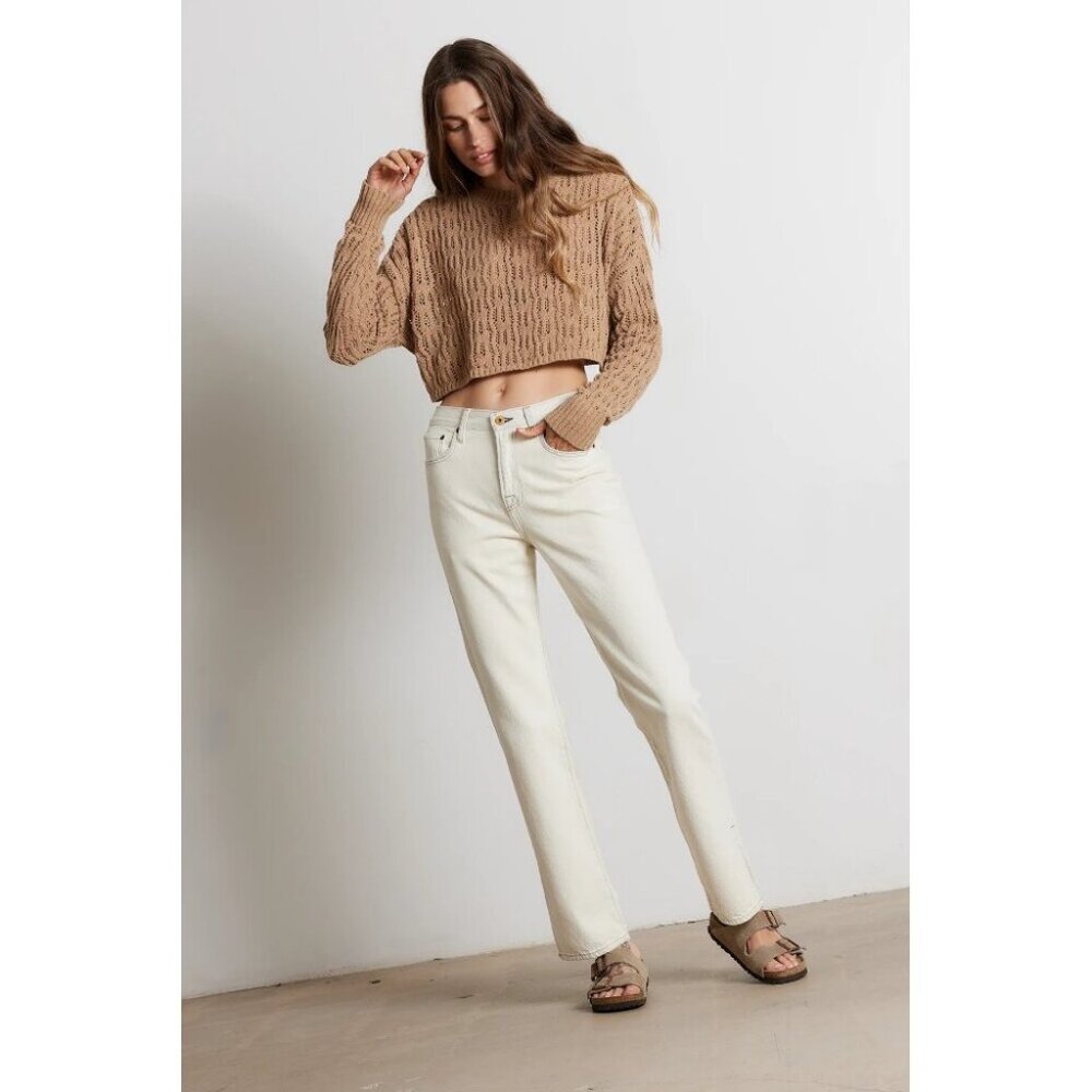 NWT NSF Clarke chalk off white high waist side slit jeans